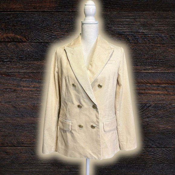 NWT Rowing Blazers for Target ‘Corduroy Double-Breasted Blazer’ in “Cream” Sz S - Picture 5 of 16